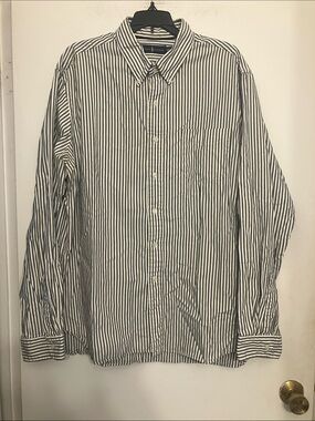 Ralph Lauren 100% cotton Men's Long Sleeve white+ grey Striped Dress Shirt XXL
